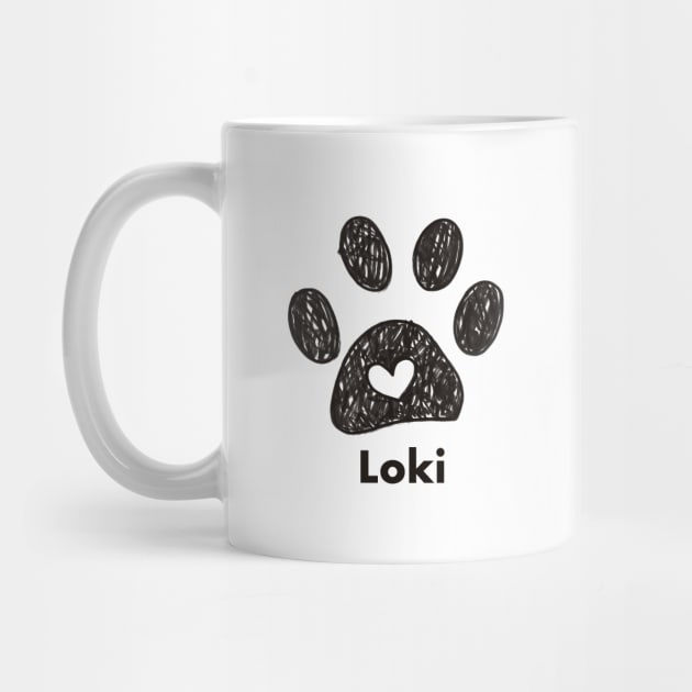 Loki name made of hand drawn paw prints by GULSENGUNEL